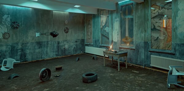 Arturo Kameya There were no noises outside. There was no shadow on the wall, 2024 Commissioned by Marres, Maastricht (NL) Mixed media Variable dimensions