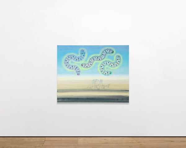 Charles Avery Untitled (Herders, three Eidola), 2025 Acrylic on linen 120 x 150 cm | 47 1/4 x 59 in