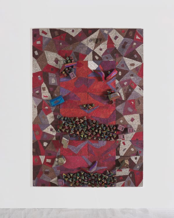 Elias Sime Tightrope: Dichotomy 6, 2023-2024 Electrical components and electrical wires on wooden panel 230 x 160 cm | 90 1/2 x 63 in