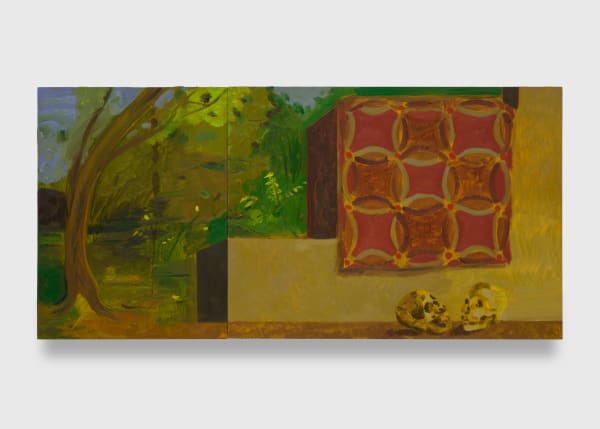 Anthony Cudahy The Lovers (Marriage Quilt), 2025 Oil on board, diptych 30.4 x 63.5 cm | 12 x 25 in (overall)