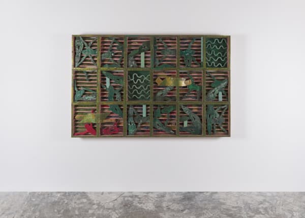 Elias Sime Tightrope: Dichotomy 4, 2023-2024 Electrical components and electrical wires on wooden panel 120 x 240 cm | 47 1/4 x 94 1/2 in