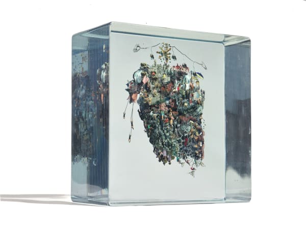 Dustin Yellin Metal Poor (Exoplanet 1), 2016 Glass, Collage, Acrylic 39.4 x 38.7 x 19.6 cm 15 1/2 x 15 1/4 x 7 3/4 in