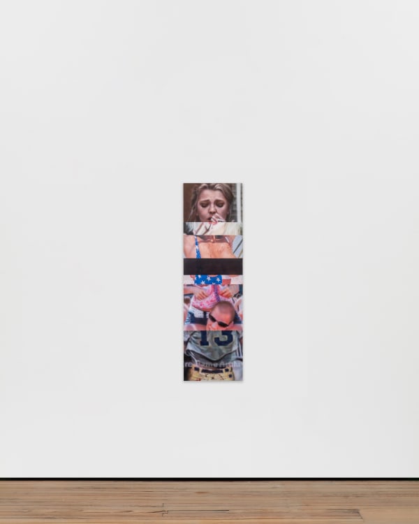 Liza Jo Eilers True men, like you men, 2025 Acrylic, pigment transfer, thermochromic Ink, gouache, iridescent ink and glitter on linen 152.4 x 45.7 cm | 60 x 18 in