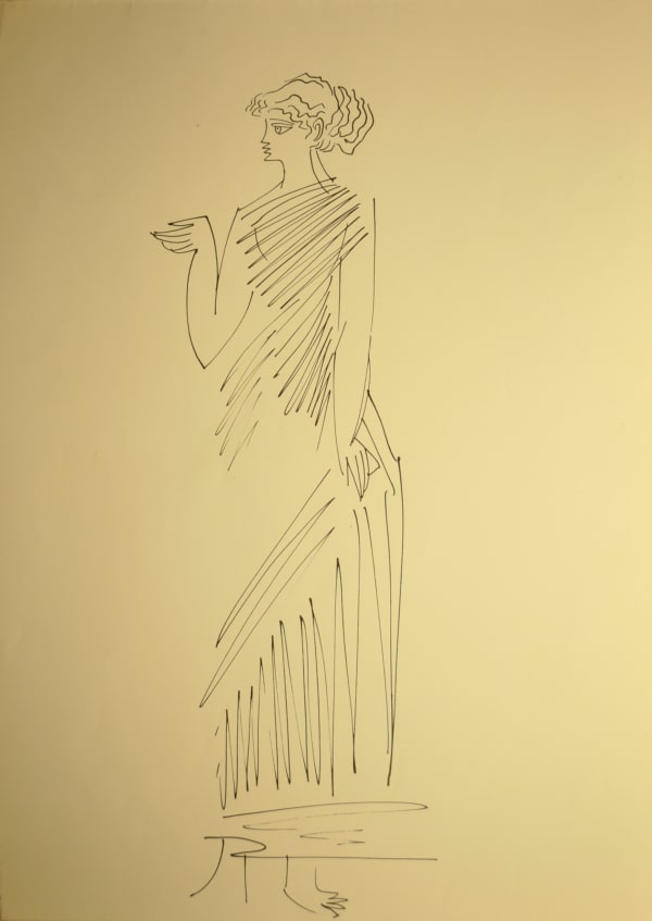 Syed Sadequain 1930-1987Standing Woman (Caryatid), c.1962 Ink on paper 51 x 36.5 cm 20 1/8 x 14 3/8 in