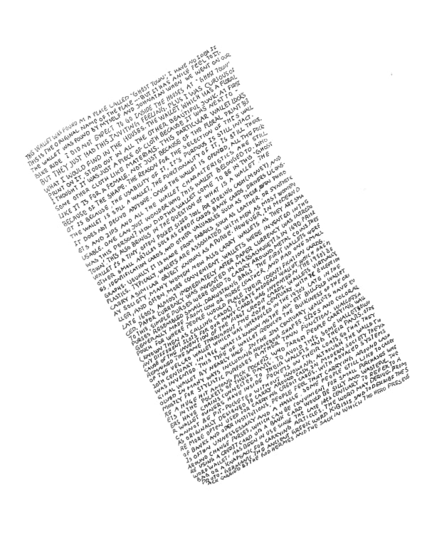 Yasser Vayani B. 1992A Wallet, 2017 Pen on Paper 27.5 x 20.5 cm 10 7/8 x 8 1/8 in