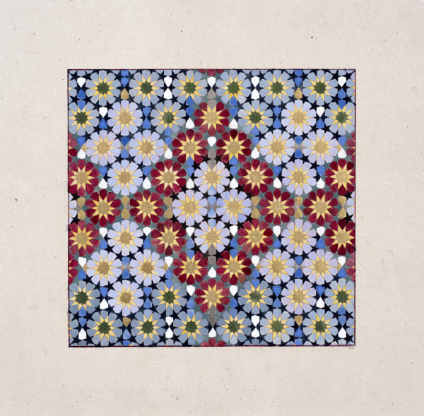 Elisabeth Deane b. 1985Diamond Weave, 2018 Gold leaf, platinum leaf, natural pigments and Arabic gum on handmade Indian paper 19.7 x 20.3 cm 7 3/4 x 8 in