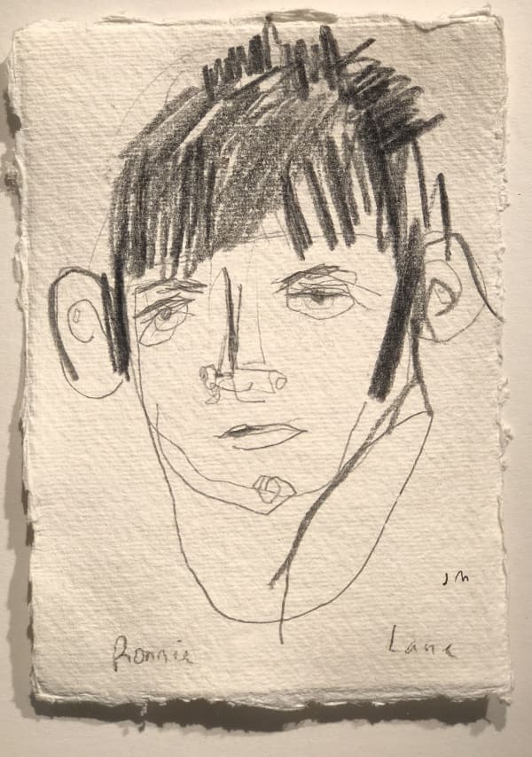 Jim Moir Ronnie Lane, 2018 Ink on paper 15.5 x 11 cm