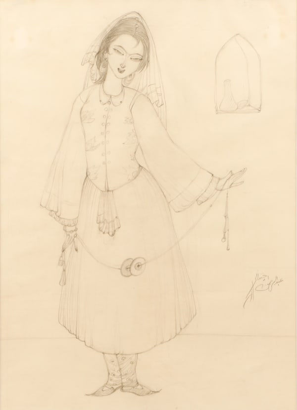 Abdur Rahman Chughtai, Standing Maiden, c.1967