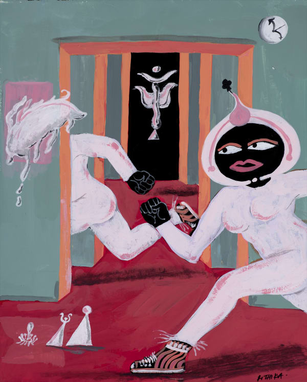 Rithika Pandey Bloomdido in a Desire for Longevity, 2020 Acrylic and gouache on paper 38.1 x 29.8 cm 15 x 11 3/4 in Signed 'RITHIKA' and titled and dated on the reverse