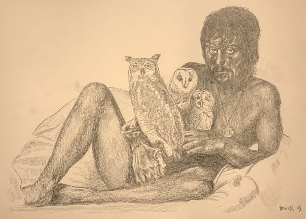 Jim Moir, Reclining Figure with Owls, 2019