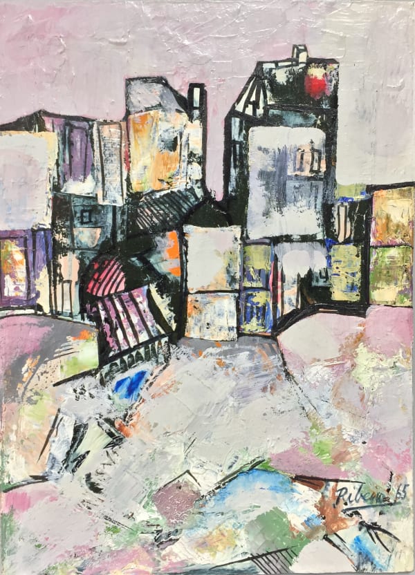 Lancelot Ribeiro 1933-2011Untitled (Landscape with Pink Sky), 1965 Oil on board Signed and dated lower right 30.5 x 28 cm 12 1/8 x 11 1/8 in