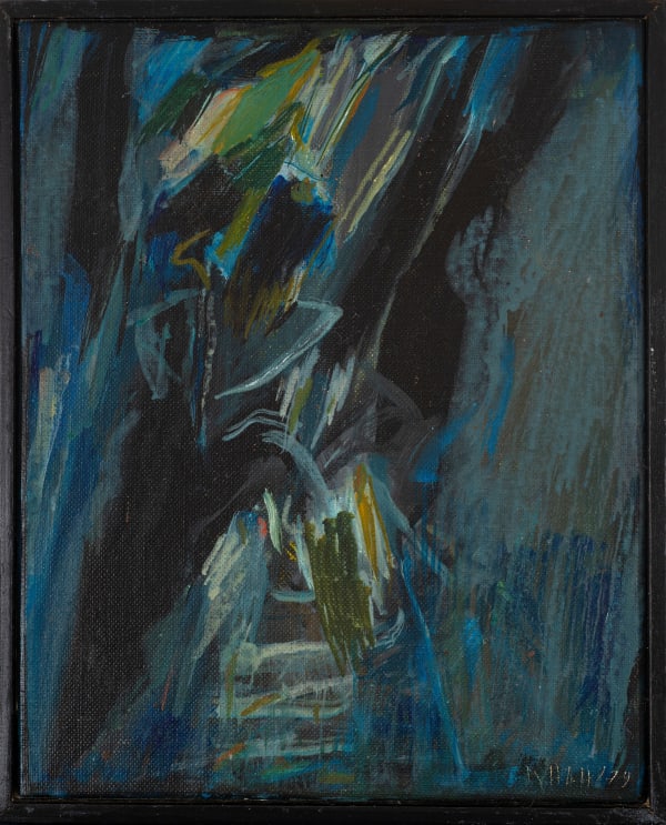 Sayed Haider Raza 1922-2016Untitled, 1979 Signed and dated 'RAZA' 79' lower right; signed, dated and inscribed 'RAZA / 1979 / 2F' on the reverse Acrylic on canvas 24.1 x 19 cm 9 1/2 x 7 1/2 in