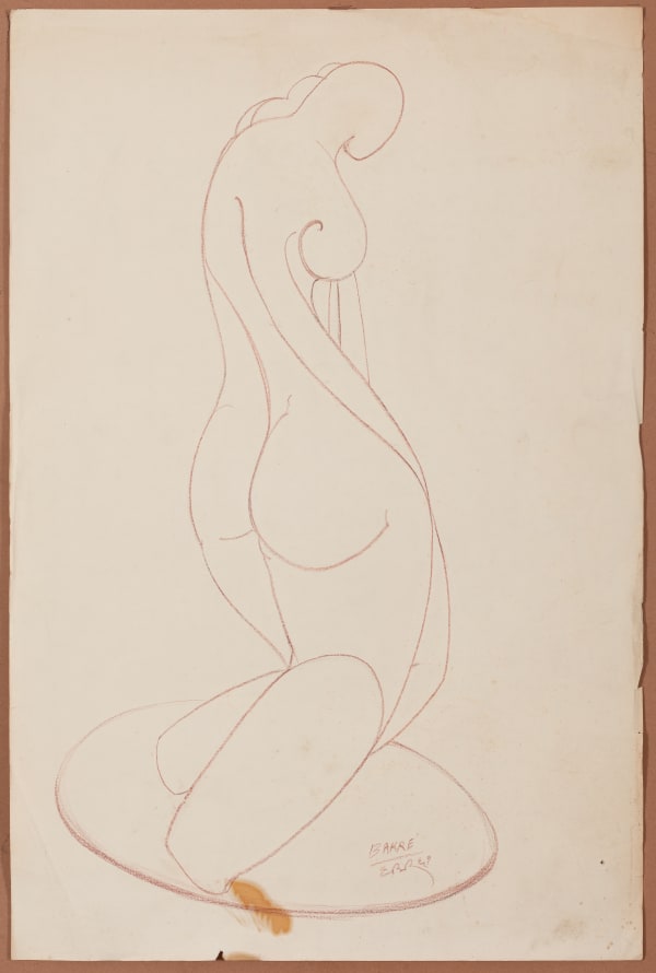 Sadanand K. Bakre 1920-2007Untitled (Study for Standing Nude Sculpture), 1961 Signed 'BAKRE' and signed and dated in Devanagari lower right Crayon on paper 76.2 x 55.9 cm 30 x 22 in