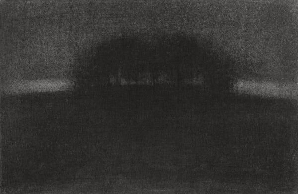 Mark Shields b. 1963Copse, 2019 Charcoal on paper Signed on reverse 14 x 21 cm 5 1/2 x 8 1/4 in46 x 39 cm framed