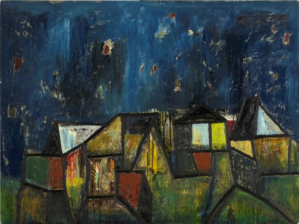 Francis Newton Souza, Quiet Houses with Sky and Planets, 1957