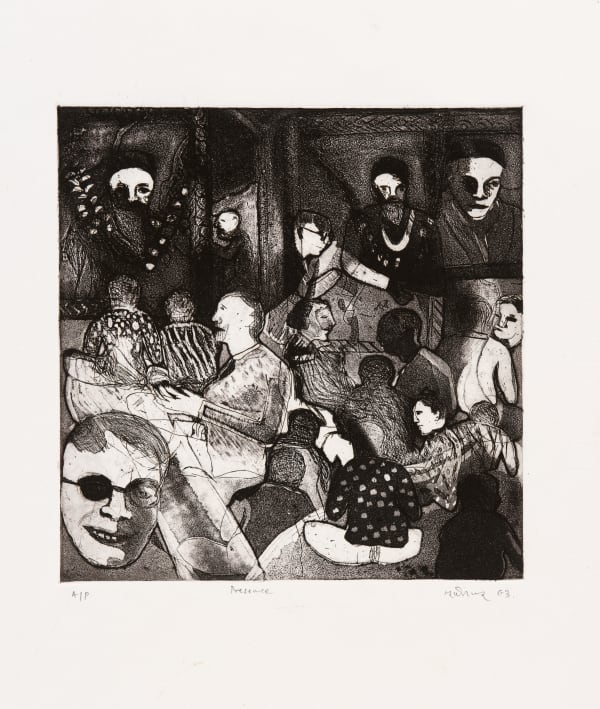 Bhupen Khakhar 1934-2003Presence, 1993 Etching and acquatint on paper Signed, dated, titled & numbered ‘AP’ along lower edge Image: 25 x 25 cm; 10 x 10 in