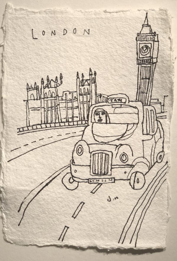 Jim Moir London, Black Cab, 2018 Ink on paper 15.5 x 11 cm