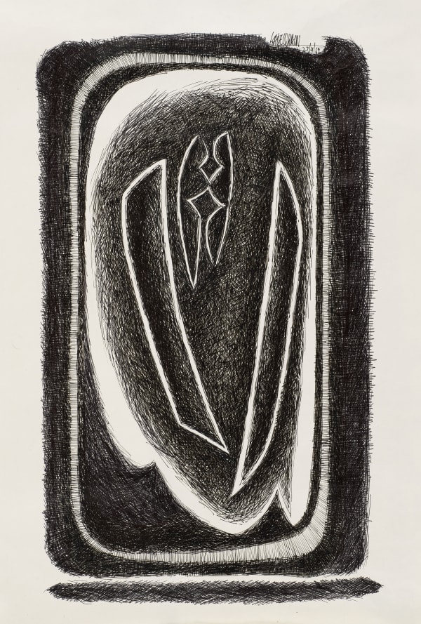 Syed Sadequain 1930-1987Two Figures, 1962 Signed and dated 'SADEQUAIN 27/4/62' upper right Pen and ink on paper 64.5 x 48.5 cm 25 3/8 x 19 1/8 in