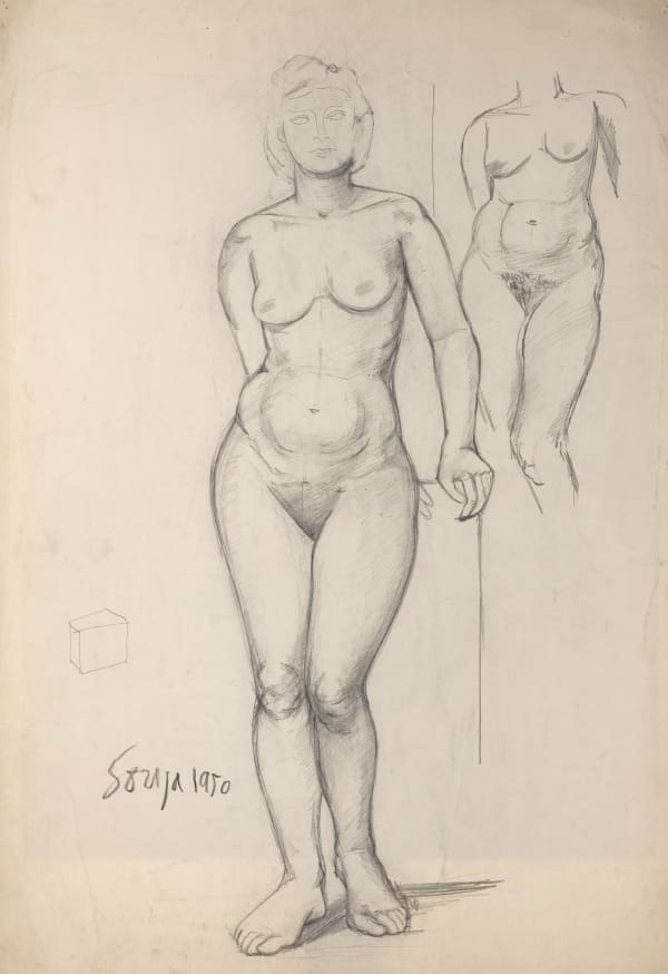 Francis Newton Souza Untitled (Nude Study), 1950 Pencil on paper 56 x 39 cm 22 1/8 x 15 3/8 in Signed and dated 'Souza 1950' lower left