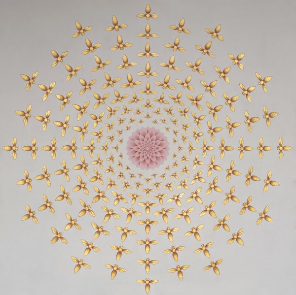 Olivia Fraser b. 1965Scent of the Lotus III, 2018 Stone pigments, Arabic gum and Gold leaf on handmade Sanganer paper 91.4 x 91.4 cm 36 x 36 in