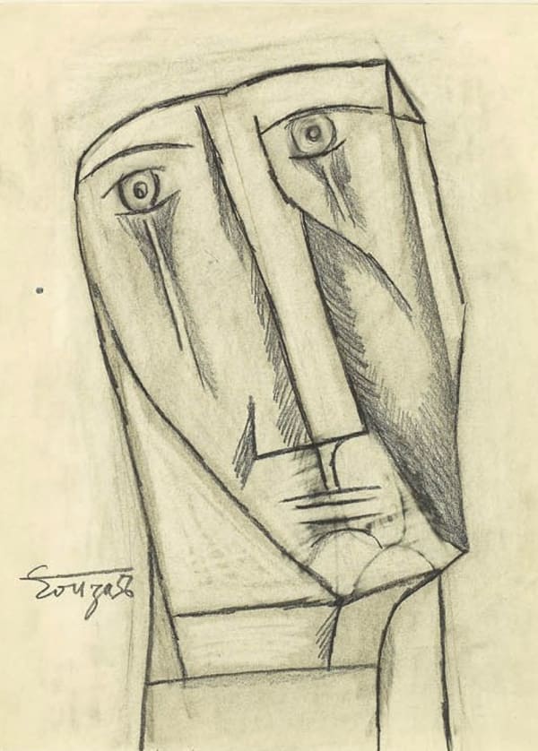 Francis Newton Souza 1924-2002Study for Figure at the Base of the Cross, 1956 Graphite on paper Signed and dated lower left 38.1 x 27.9 cm 15 x 11 in
