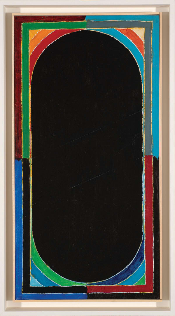 Sayed Haider Raza 1922-2016Form, 2001 Signed twice, dated and inscribed 'RAZA/ 2001/ FORM' and titled in Devnagari on the reverse Acrylic on canvas 59.1 x 30 cm 23.25 x 11.75 in