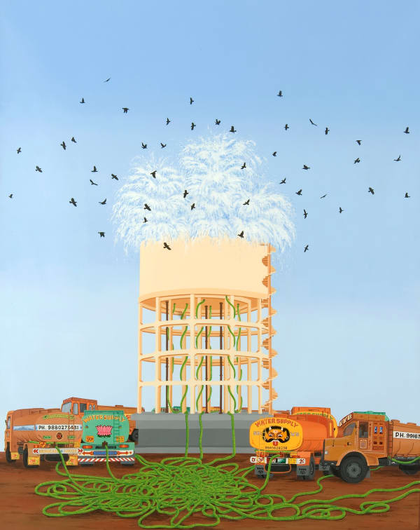 Sunoj D b. 1979Fountain, 2009 Signed on the reverse Acrylic on linen 152.4 x 116.8 cm 60 x 46 in