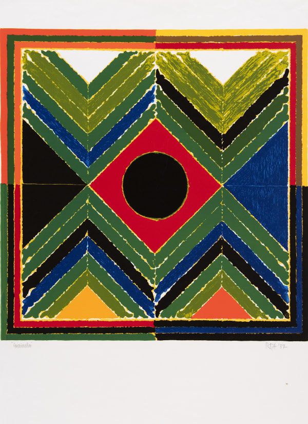 Sayed Haider Raza Germination, 1987 Serigraph on white vellum paper Image: 50 x 50 cm, 20 5/8 in Sheet: 75 x 53 cm, 29 1/2 x 20 7/8 in Signed, dated and titled in pencil along lower margin, unnumbered, but from an edition of 100