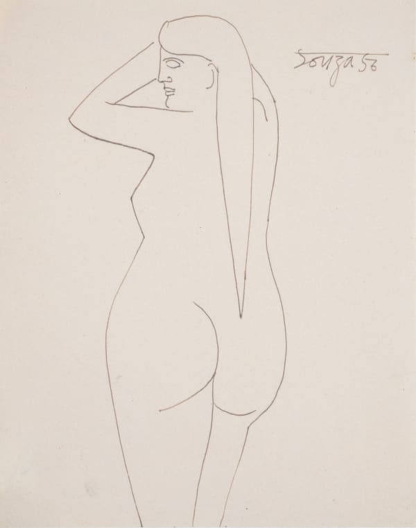 Francis Newton Souza, Untitled (Standing Nude), 1956