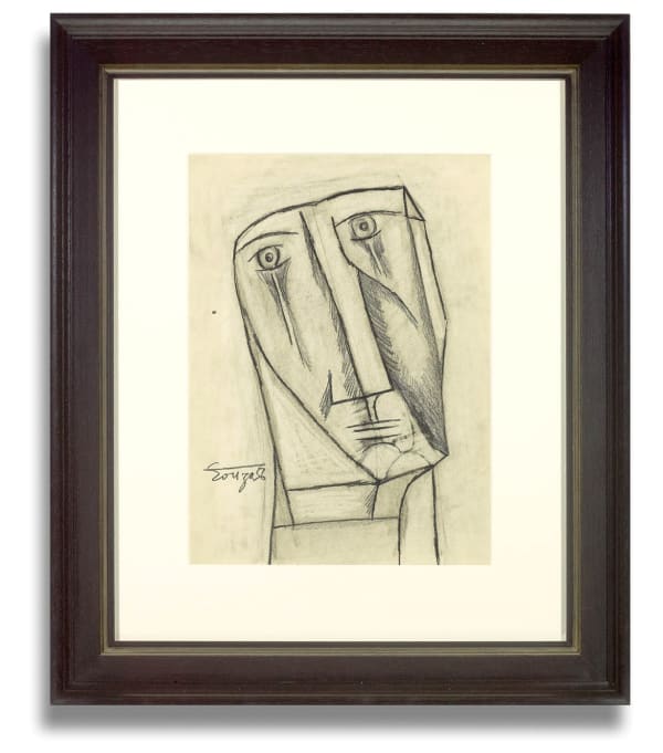 Francis Newton Souza 1924-2002Untitled (Abstract Head) 1956 Graphite on paper Signed and dated 38.1 x 27.9 cm 15 x 11 in