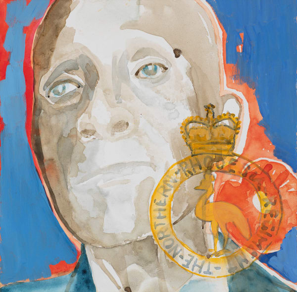 Angeli Sowani Jaston Khosa, Zambian Soldier, 2022 Acrylic on gesso board 20 x 20 cm 7 7/8 x 7 7/8 in