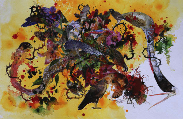 Priyantha Udagedara b. 1975Garden of Earthly Delight VIII, 2016 Acrylic and collage on paper 32.5 x 50 cm 12 3/4 x 19 3/4 in