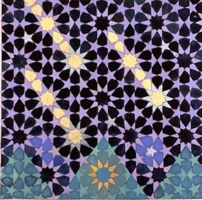 Elisabeth Deane b. 1985Comets, 2019 Gold leaf, platinum leaf, natural pigments and Arabic gum on antique Indian paper 11.1 x 11.1 cm 4 3/8 x 4 3/8 in