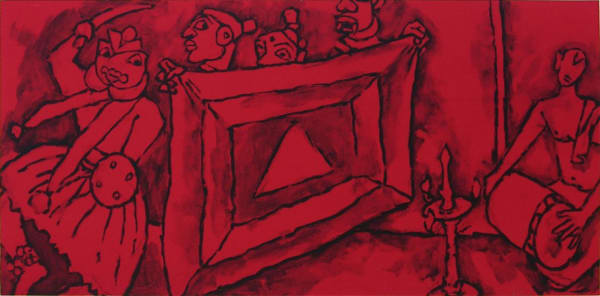 Maqbool Fida Husain Performance of Fire (Folklore Kerala series), c. 2010 Offset Lithograph on Paper Signed (lower right), titled (lower middle) and numbered (lower left) edition 327/600 35 x 53 cm 20 7/8 x 13 3/4 in