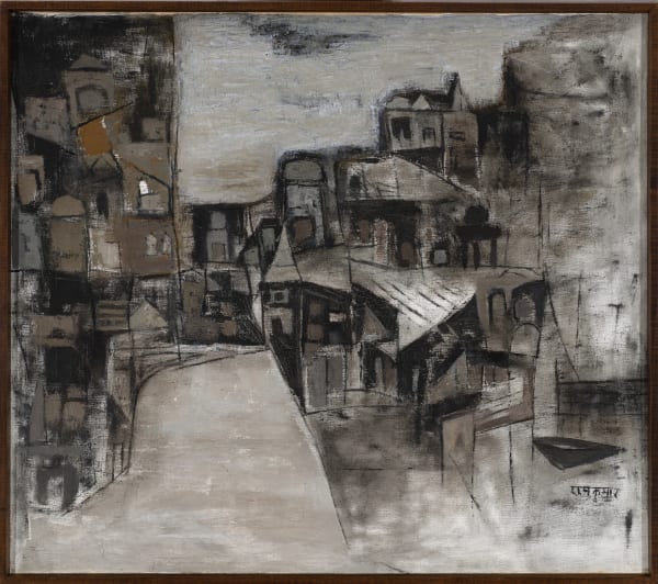 Ram Kumar 1924-2018Benares, Circa 1964 Signed in Devanagari lower right, inscribed 'RAM KUMAR/ "BENARES' on the reverse Oil on canvas 68.6 x 77.5 cm 27 1/8 x 30 1/2 in