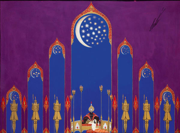 Romain de Tirtoff dit Erté 1892 - 1990Scheherazade stage set,, 1929 Aladin, Folies Bergere Gouache 27 x 37 cm 10 5/8 x 14 5/8 in