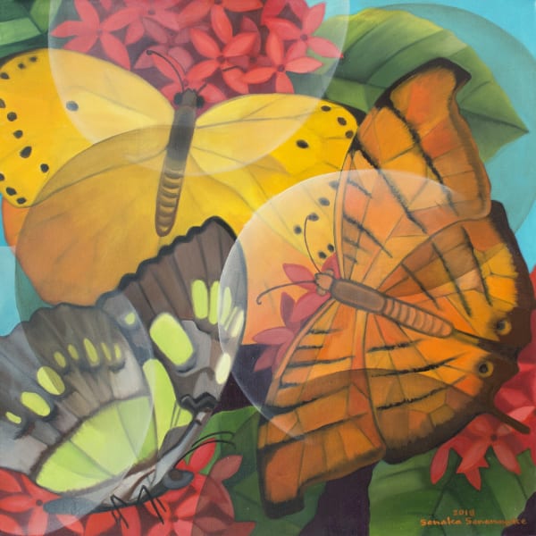 Senaka Senanayake b. 1951Butterflies, 2018 Oil on canvas 61 x 61 cm 24 x 24 in