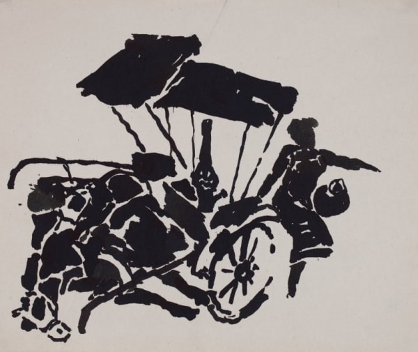 Maqbool Fida Husain 1915-2011 Untitled (Laden Cart) Acrylic on paper 26.7 x 36.6 cm 10 1/2 x 14 3/8 in