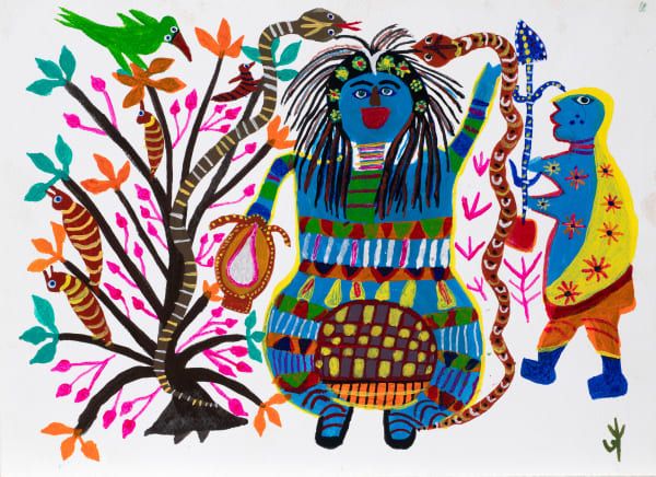 Jodhaiya Bai Baiga Untitled, 2020 Artist's mark lower right Acrylic on paper 27.4 x 37.3 cm 10 3/4 x 14 3/4 in