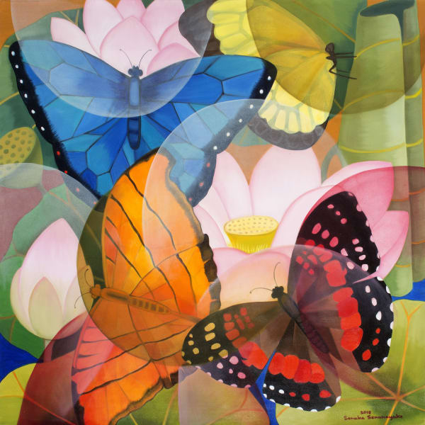 Senaka Senanayake Lotus Butterflies, 2018 Oil on canvas 106.7 x 106.7 cm 42 x 42 in