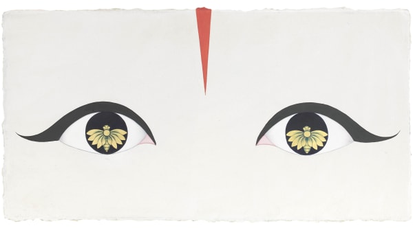 Olivia Fraser b. 1965Darshan III, 2019 Stone pigments, Arabic gum and Gold leaf on handmade Sanganer paper 27.9 x 55.9 cm 11 x 22 in