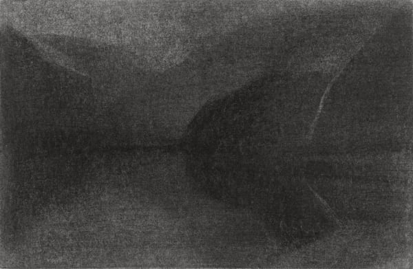 Mark Shields b. 1963Fjord, 2019 Charcoal on paper Signed on reverse 14 x 21 cm 5 1/2 x 8 1/4 in46 x 39 cm framed