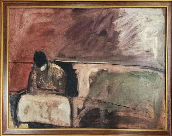 Sadanand K. Bakre 1920-2007Untitled (Seated Figure), 1961 Oil on canvas 50.8 x 71.1 cm 20 x 28 in