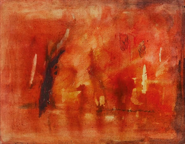 Issam El-Said 1938-1988Sodom and Gomorrah, 1962 Oil on canvas Signed and dated 79 x 90 cm 31 1/8 x 35 3/8 in