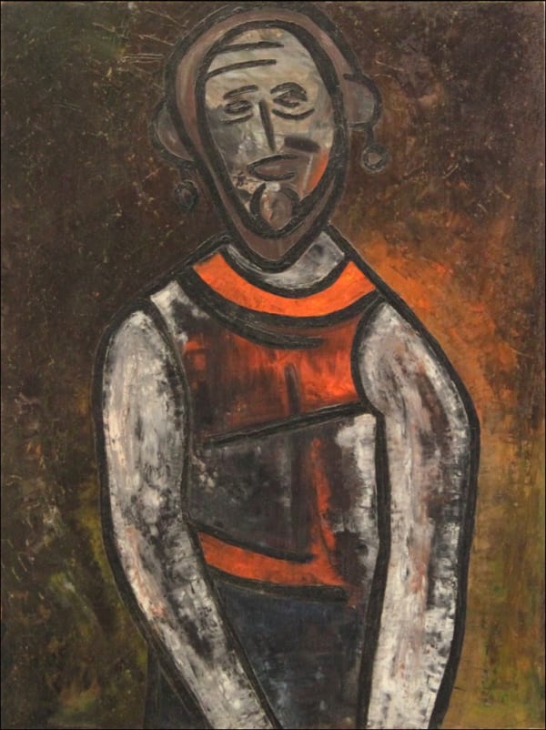 Lancelot Ribeiro 1933-2011The Clown, c. 1961 Oil on board 60.5 x 46 cm 23 7/8 x 18 1/8 in
