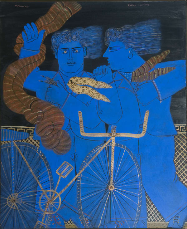 Alekos Fassianos b. 1935Balcon Nocturne Oil on canvas 130 x 107 cm 51 1/8 x 42 1/8 in