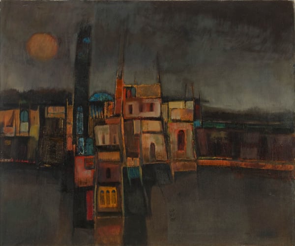 Nouri Al-Rawi b. 1921Untitled (Townscape at Night), 1982 Oil on canvas Signed and dated verso 75 x 91 cm 29 1/2 x 35 7/8 in