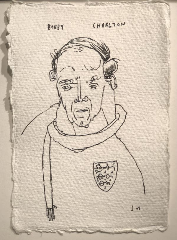 Jim Moir Bobby Charlton, 2018 Ink on paper 15.5 x 11 cm