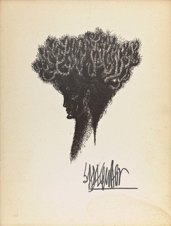 Syed Sadequain 1930-1987Head V, c.1966 Lithograph, signed and numbered 1/90 32.8 x 25 cm 12 7/8 x 9 7/8 in From an edition of 90
