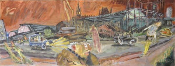Timothy Hyman b. 1946Walking behind the Stations, 2014 Oil on canvas 38 x 100 cm 15 x 39 3/8 in